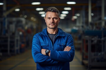factory worker posing looking at camera