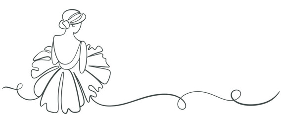 Ballet dancer line art vector illustration © sense