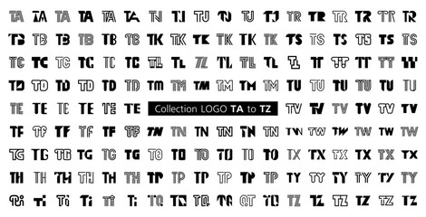 Collection LOGO TA to TZ. Abstract logos mega collection with letters. Geometrical abstract logos