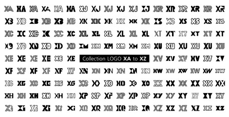 Collection LOGO XA to XZ. Abstract logos mega collection with letters. Geometrical abstract logos