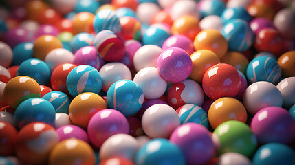 many multi-colored plastic round balls photo - obrazy, fototapety, plakaty
