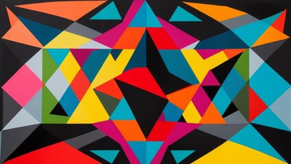 a colorful art piece with triangles