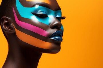 close-up maquillaje editorial mujer piel negra, maquillaje aesthetic para sesión de fotografía branding makeup aesthetic 