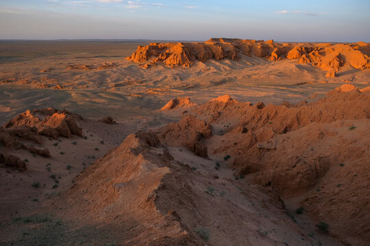 The Flaming Cliffs also known as Bayanzag in the Gobi Desert in Mongolia.
