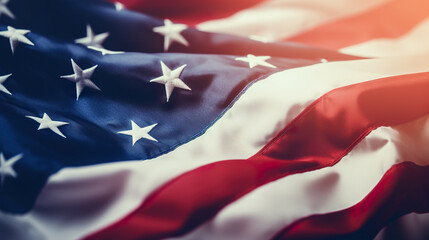 American flag background. Close-up of waving 
 United States of America flag