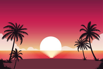 Fototapeta na wymiar Gradient beach sunset landscape background