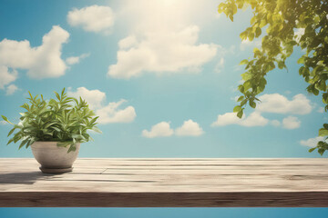 fresh green plant with blue sky background