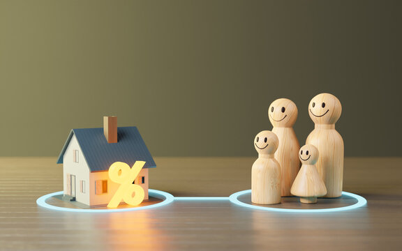 Family Model And House Model Family Protection And Family Insurance Concept, Childrens’ Healthcare, 3D Render