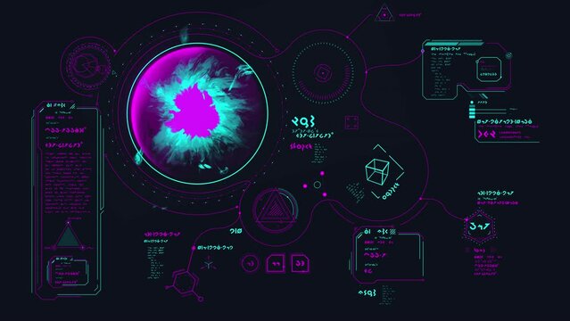 Planetary threats in an animated alien interface.