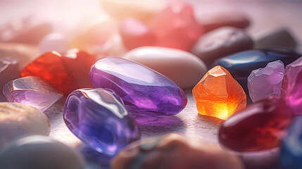 Collection of gemstones / variety of gems- close-up - 631761303