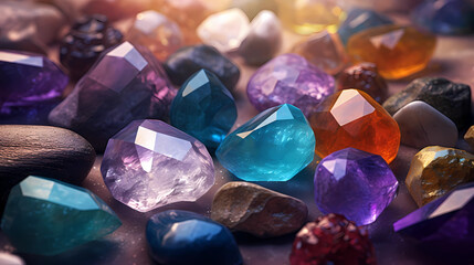 Collection of gemstones / variety of gems- close-up - 631761354