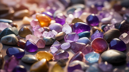 Collection of gemstones / variety of gems- close-up - 631761356