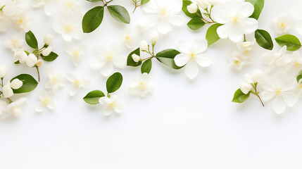 Blooming jasmine flowers on white background