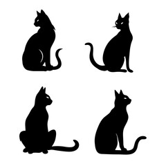 Black cat icons, contemporary design, vector illustration