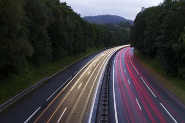 Fototapete Autobahn in der Nacht Car lights at night on the highway