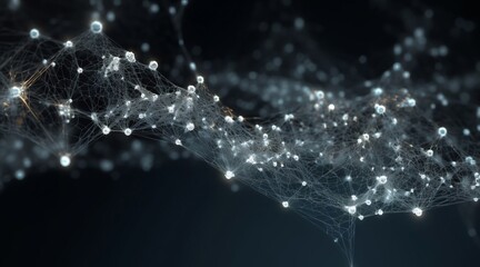 The concept of network connectivity. Virtual reality illustration, Abstract background with moving lines and 3d rendering dots.