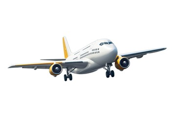 A commercial jet flying through a clear white sky created with Generative AI technology