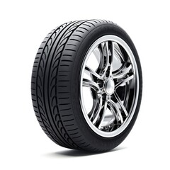 A car tire on a plain white background created with Generative AI technology