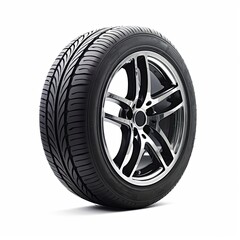 A car tire on a white background created with Generative AI technology