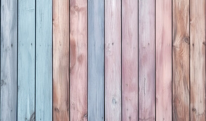 Painted Grunge Wooden Background. Washed Paint Fence Texture. Pastel Colors. Normal Slats. Generative AI.