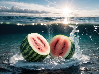 watermelon on the beach