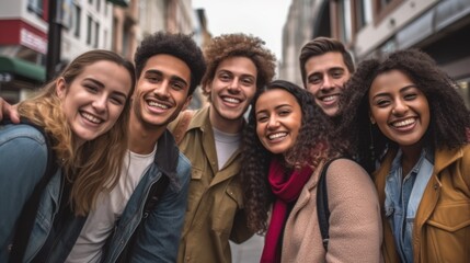 Fototapeta premium Group of young multicultural friends