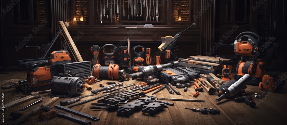 Aufkleber Maintenance and repairing concept with a collection of various tools and available space for duplication.