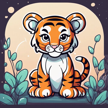 cute tiger cartoon animal illustration design