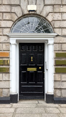 A famous black painted Georgian door in Dublin, Ireland