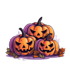 Three pumpkins with evil faces, these are used for Halloween