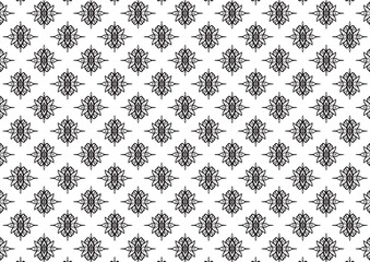 Pattern Floral and Geometric Elements. Seamless Floral Ethnic Pattern. Arabic Indian Motifs Abstract Floral Ornament Thin Line. Vector Wallpaper Background Fabric Paper Black and White Graphic Design