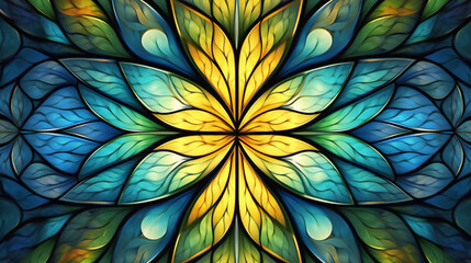 abstract background with flower in stained-glass window style. generative AI