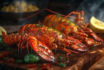 Delicious grilled lobster ready to eat. generative ai - obrazy, fototapety, plakaty