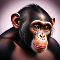 Portrait of a chimpanzee native to the continent of Africa.  Generative AI