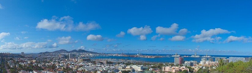 High Panoramic view of Las Palmas de Gran Canaria during cloudy day in Gran Canaria, Spain