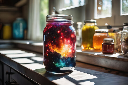 jars with a colorful jar with a lid