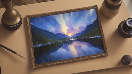 picture frame with a picture of a beautiful landscape