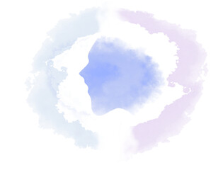 silhouette of face forming clouds in paint stain style