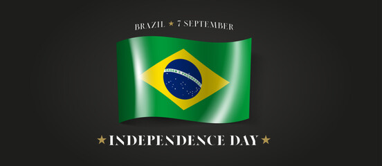 Brazil happy independence day greeting card, banner with template text vector illustration