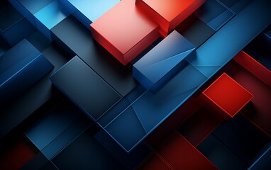 Red and Blue Abstract Artistic Rendering, Generative Ai