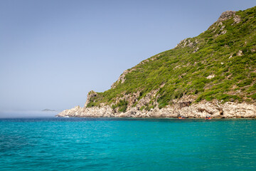 Boat trip near famous Paleokastritsa town, Corfu, Ionian Sea, Greece