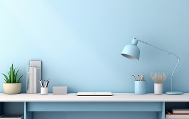 Pastel Blue Office Vibes Generative Ai