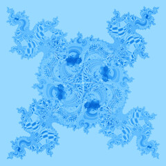diagonal repeating Julia fractal in shades of blue