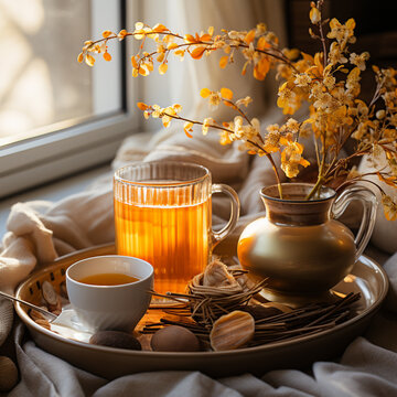 Cozy fall image with teacup 