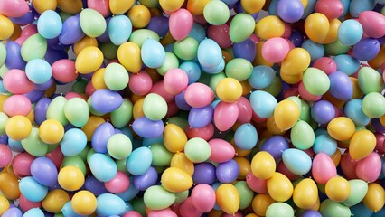 3d render. Abstract party background. Colorful balls and inflatable air balloons