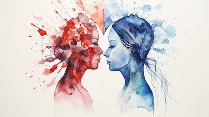 bipolar disorder people emotion mental woman watercolor art