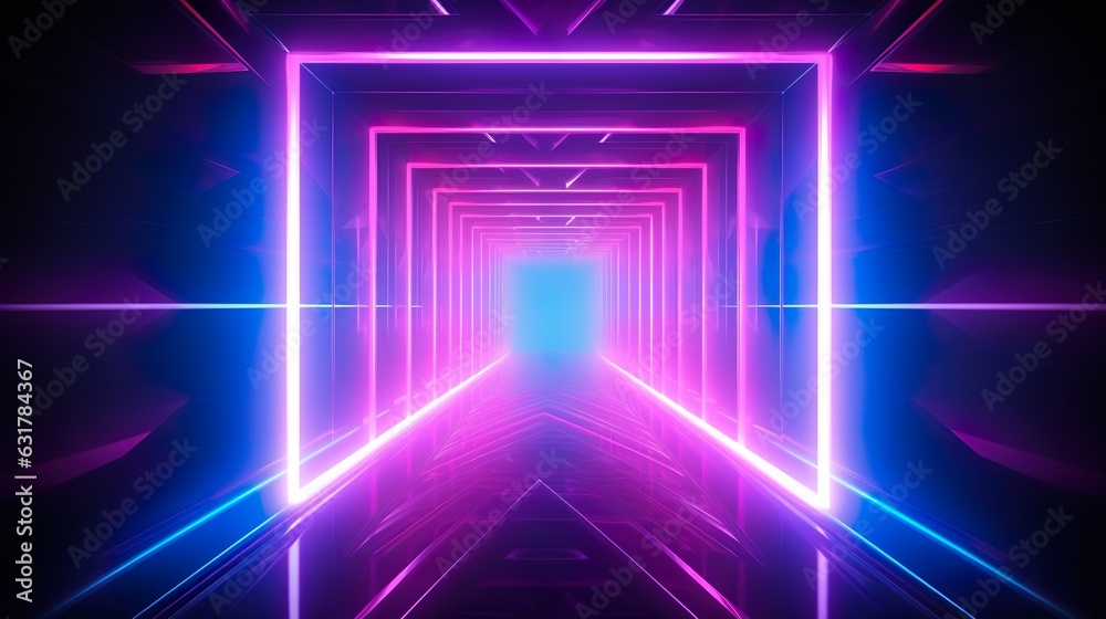Canvas Prints neon background concept. disco neon light background. 3d rendering.
