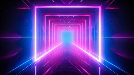 Neon background concept. Disco neon light background. 3d rendering.