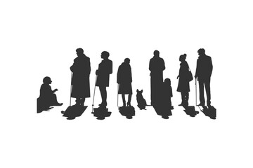 People elderly silhouettes silhouette on a white background. Vector illustration design.