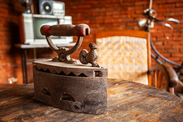 Vintage old iron used in the past, the heat source is obtained from burning charcoal, not from electricity.